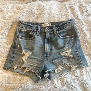 Abercrombie & Fitch High Waist Mom Blue Denim Shorts